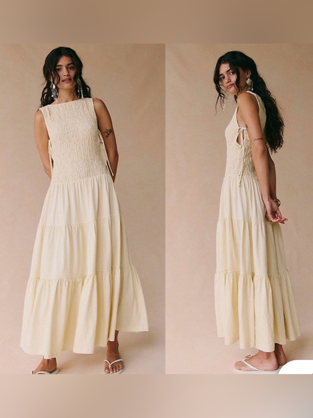 Free People Cream Tiered Maxi Dress